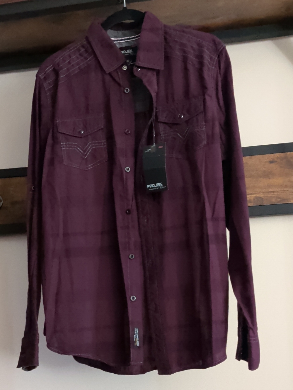 Men’s Projek Raw Long-Sleeve Button-Down Shirt - Burgundy